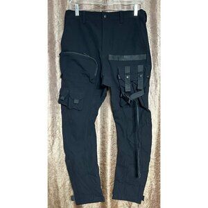 Orbit Men's Small Tactical Cargo Pants Gothic Pockets Straps Black Hiking